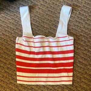 White and Red Thick Strap Tank